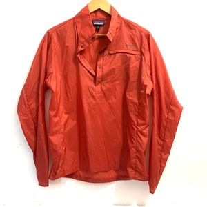Patagonia Orange Half Button Long Sleeve Nylon Top Size Large/ Like New
